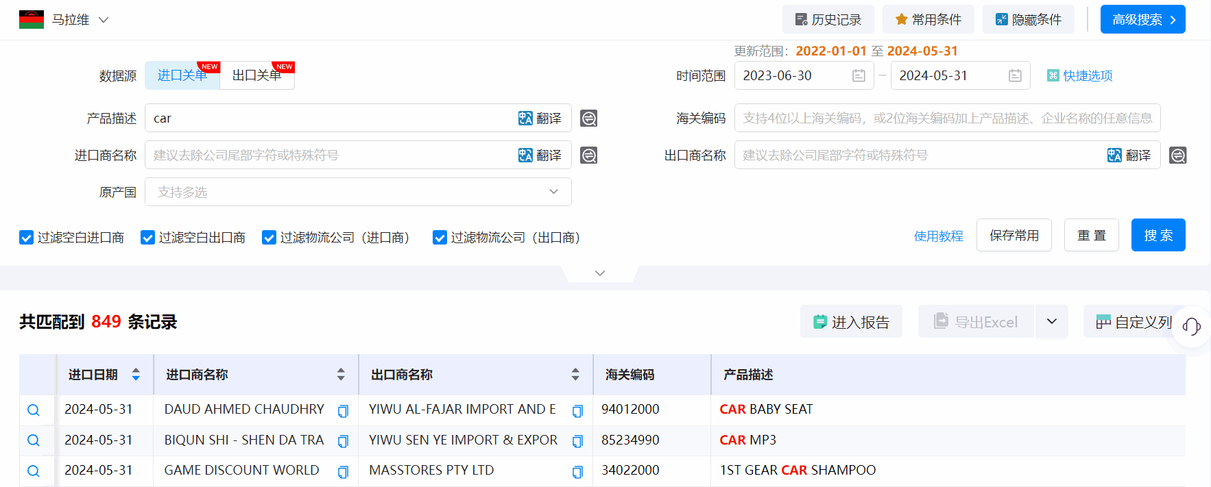 马拉维海关数据,海关数据,dcbox小金库海关数据